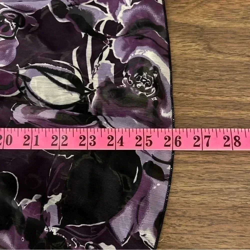 NWT Reitmans Purple Floral Smocked Blouse Size M Sheer V-Neck Peplum Top - Picture 11 of 12